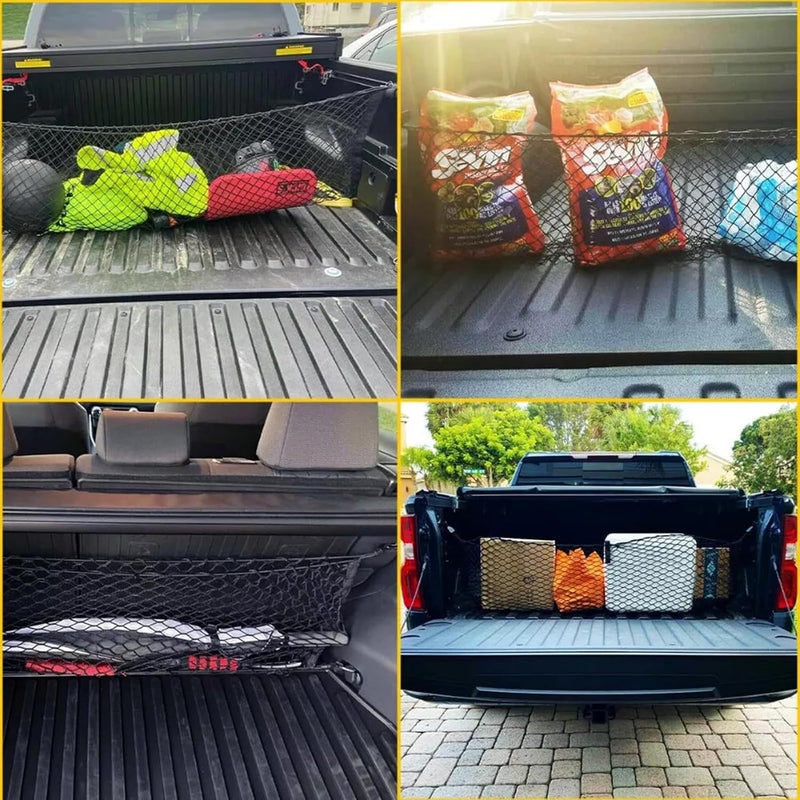 AuyNeas for Nissan Frontier Envelope Style Truck Bed Cargo Net - Fits 2013-2024 2025 2026 Frontier Accessories Cargo Net for Pickup Truck Bed - Heavy Duty Carabiners - Image 2